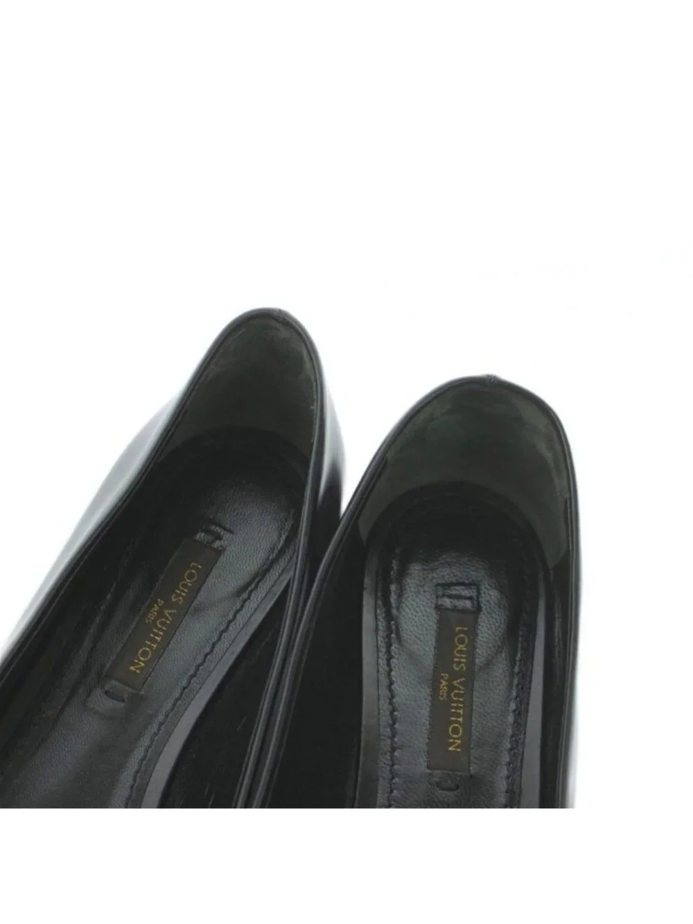 Louis Vuitton Pumps Low Heels Round Toe Leather Cube Motif 36 Black